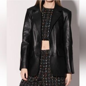 NWOT Walter Baker Black 100% Lamb Leather Blazer Size XL